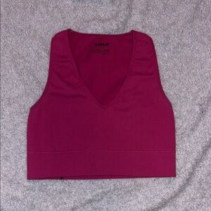 Garage Fuchsia V-Neck Crop Top
